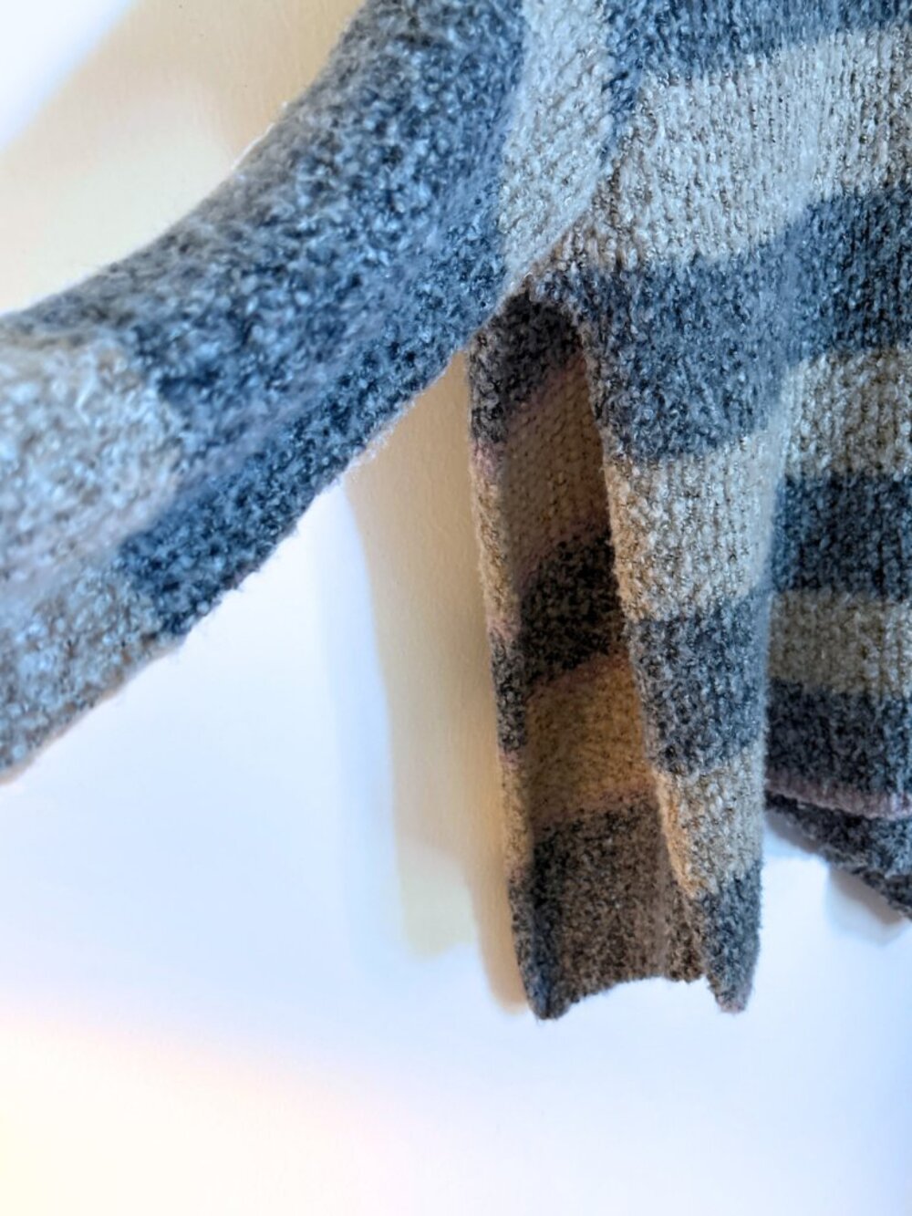 Free People Oversized Striped Sweater 🤍 | Slouchy Cozy Knit Neutral Pullover - Picture 4 of 4